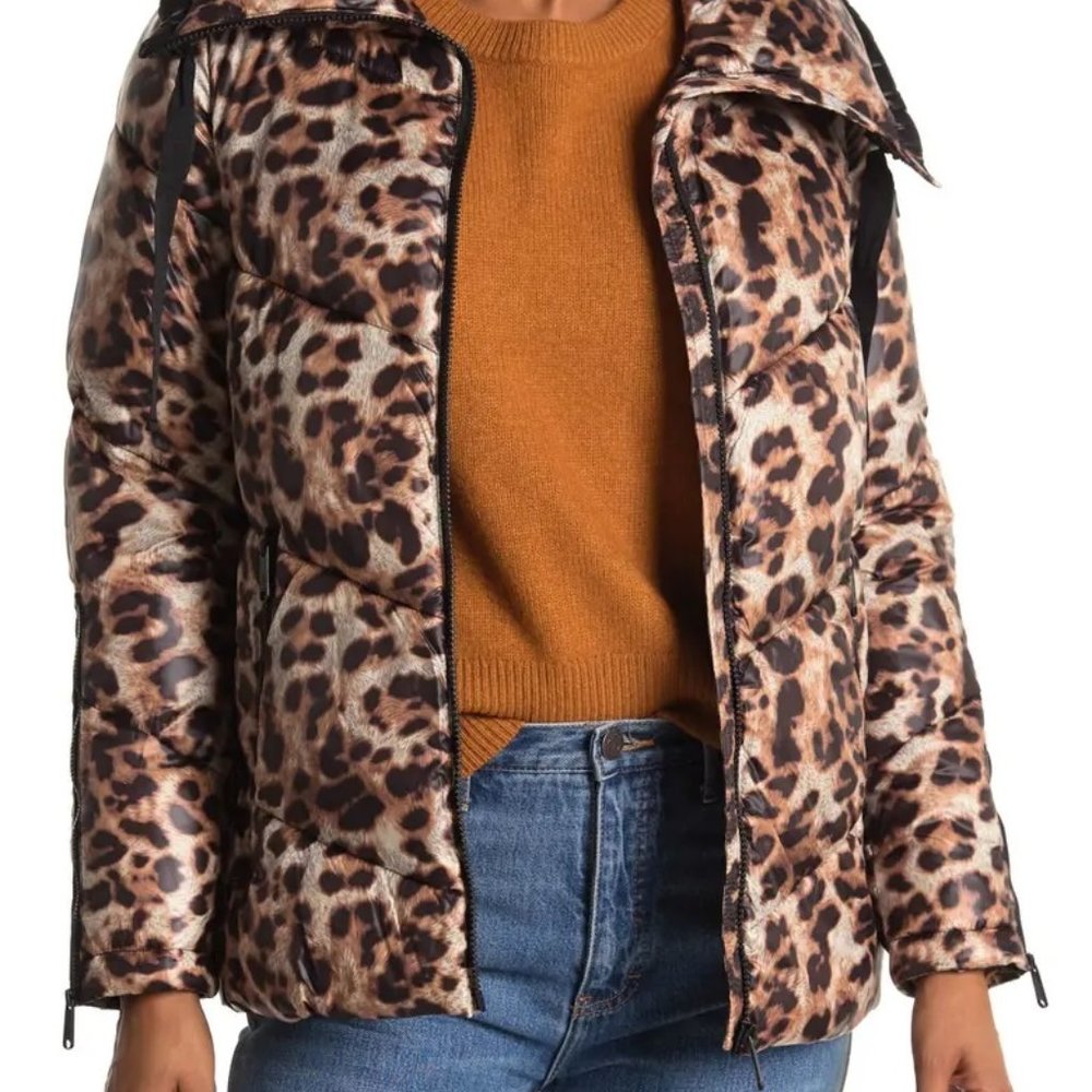 NWT SAM EDELMAN Leopard Print Puffer Jacket - sz Small